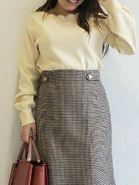 Riaさんの「index｜ラメスカラップビジューデザインニット【洗濯機OK】《6col／S～LL》」を使ったコーディネート
