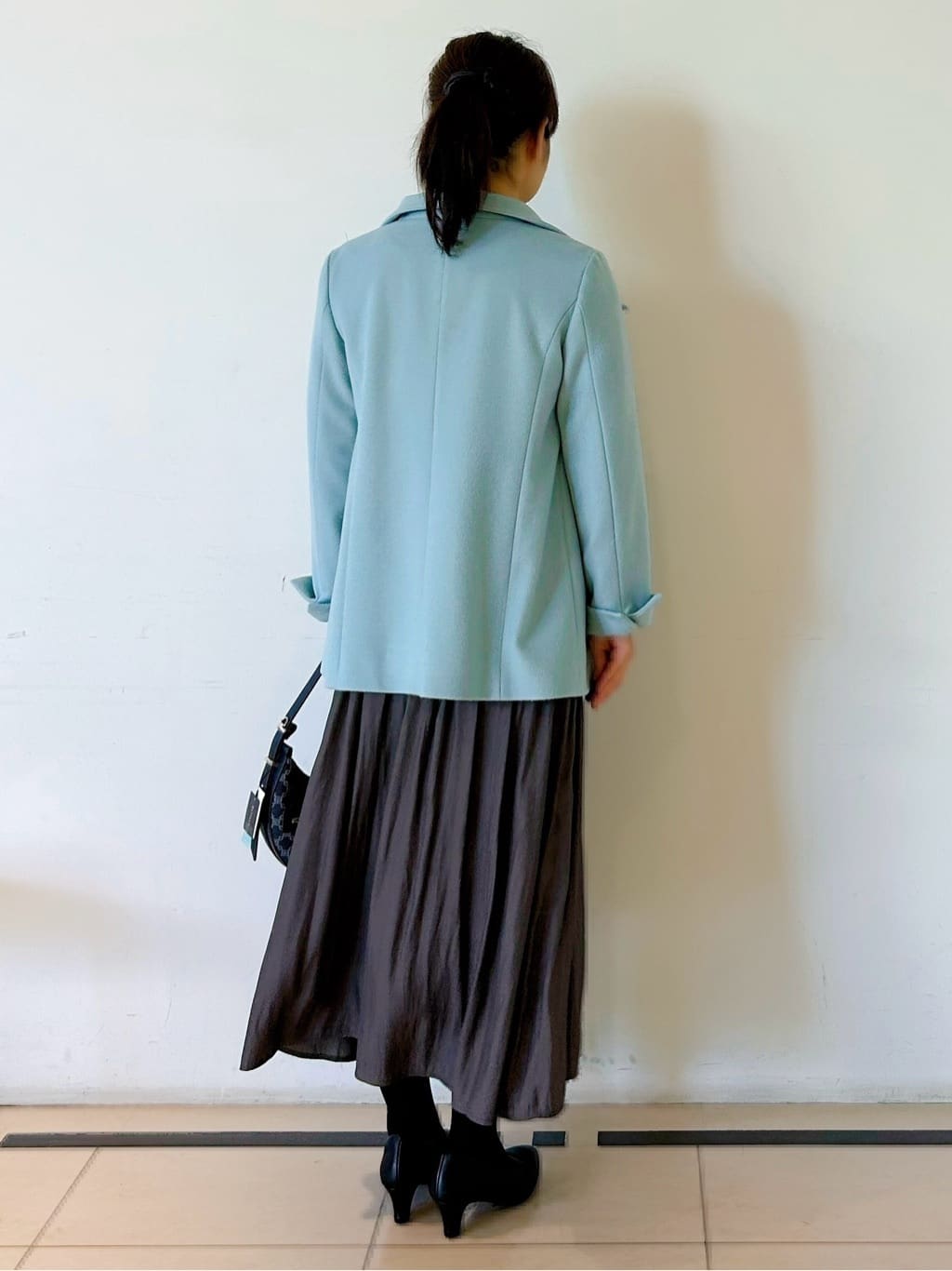 ひーさんの「Reflect｜【SS-4Lサイズ／衿が顔に当たらない◎】スタンドネックミドルコート」を使ったコーディネート
