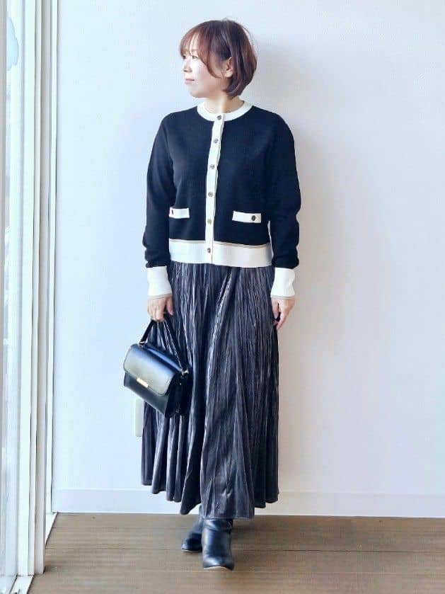 やじまさんの「UNTITLED｜【アンサンブル可/ジャケット風】ウールミラノリブカーディガン」を使ったコーディネート
