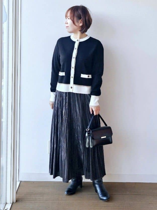 やじまさんの「UNTITLED｜【アンサンブル可/ジャケット風】ウールミラノリブカーディガン」を使ったコーディネート