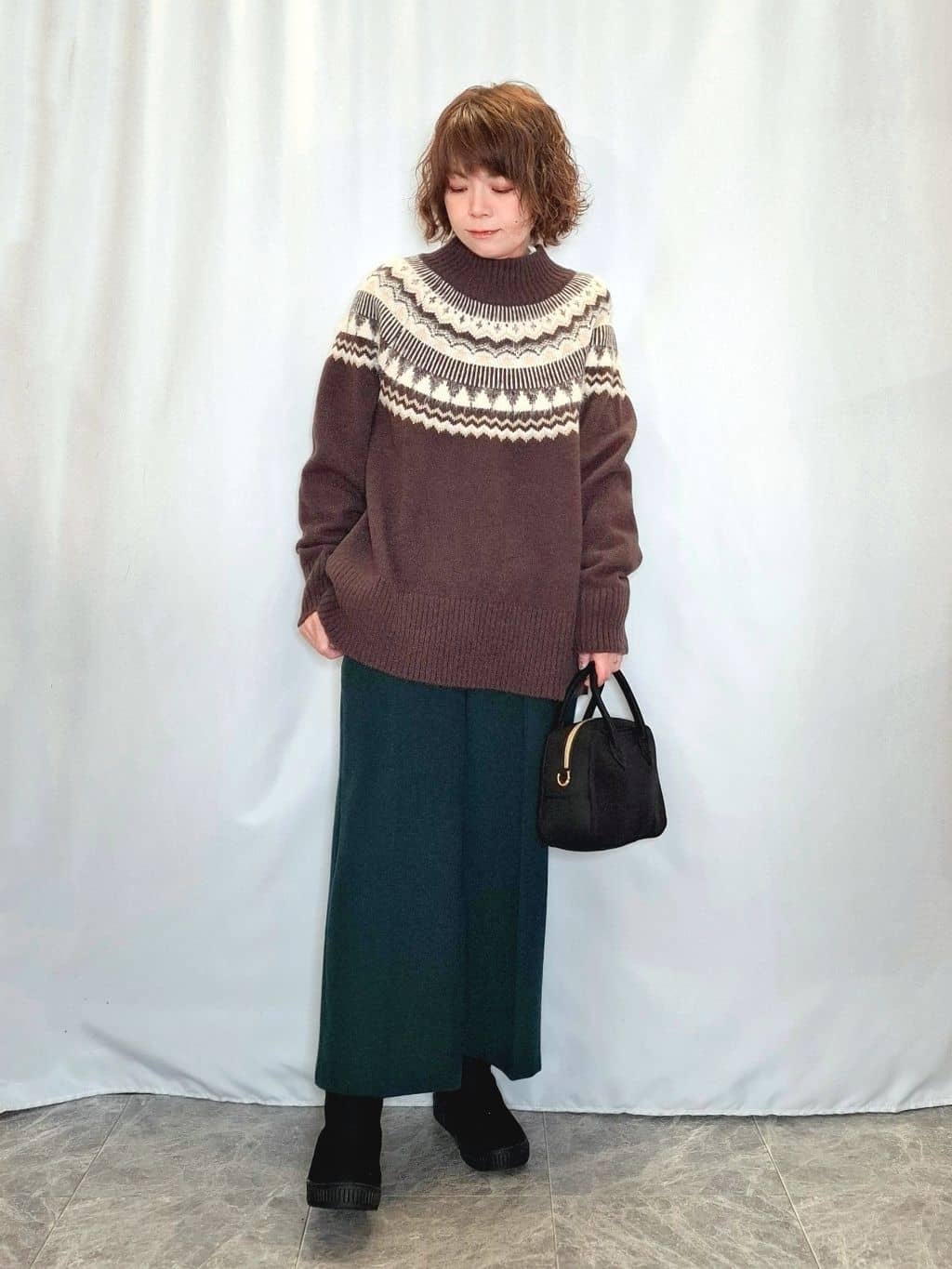 ぬーさんの「SHOO･LA･RUE｜【洗濯機可/S-LL】配色が大人かわいい　フェアアイル柄求心ニット」を使ったコーディネート