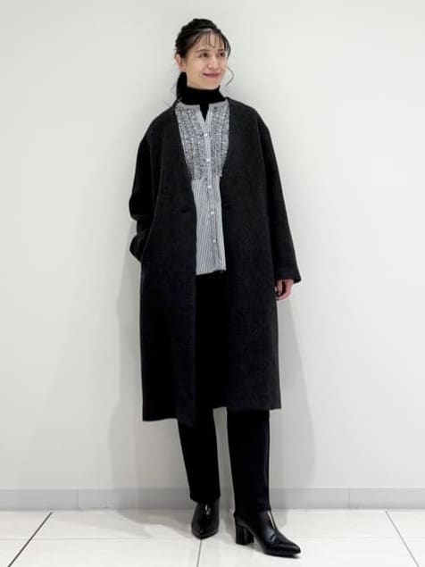 kayoさんの「INDIVI｜【軽量／ウール混】ライトフォルム ロングコート」を使ったコーディネート