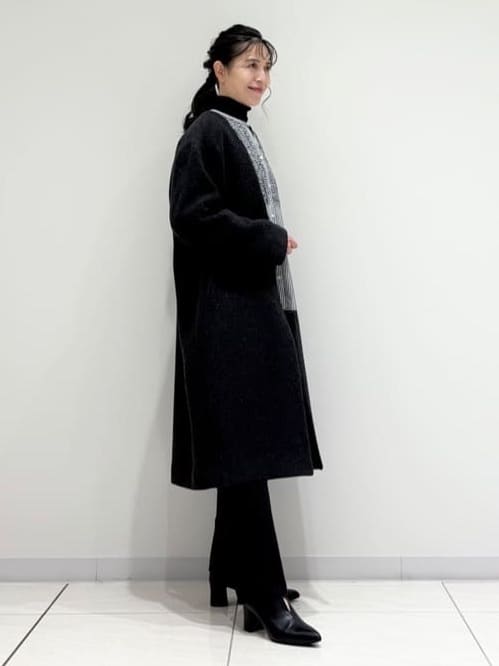 kayoさんの「INDIVI｜【軽量／ウール混】ライトフォルム ロングコート」を使ったコーディネート