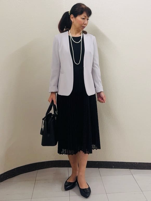 ⭐︎Eimi⭐︎さんの「Reflect｜【SS-4Lサイズ】シフォン&times;幾何柄レースプリーツワンピース」を使ったコーディネート