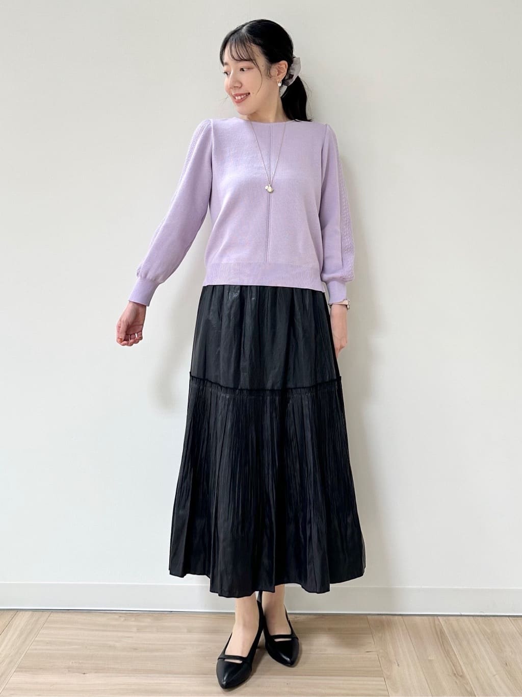 Momoさんの「Reflect｜【選べる8色／スカートにもパンツにも◎】ウール混ボートネックニット」を使ったコーディネート