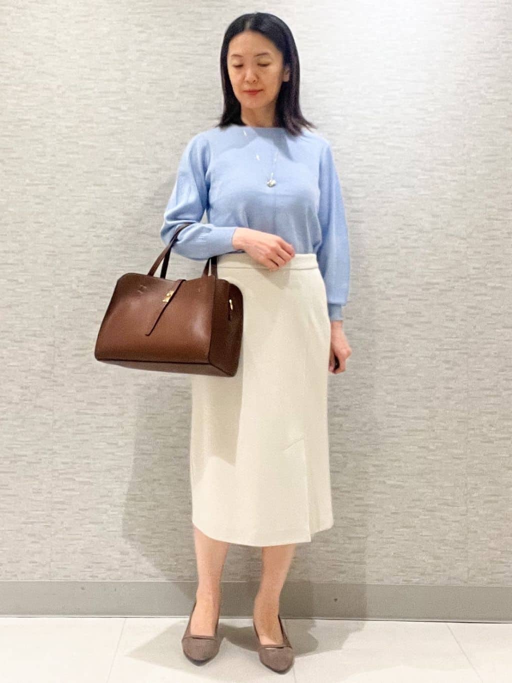 marikoさんの「Reflect｜【チェーン長さ調節可】リーフパーツ&times;淡水パールネックレス」を使ったコーディネート