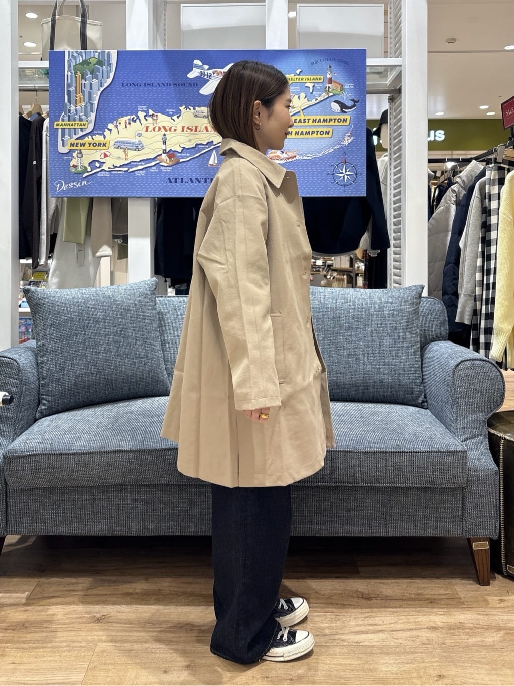 risaさんの「Dessin｜【花粉ガード/撥水加工/洗える】ステンカラースプリングコート」を使ったコーディネート