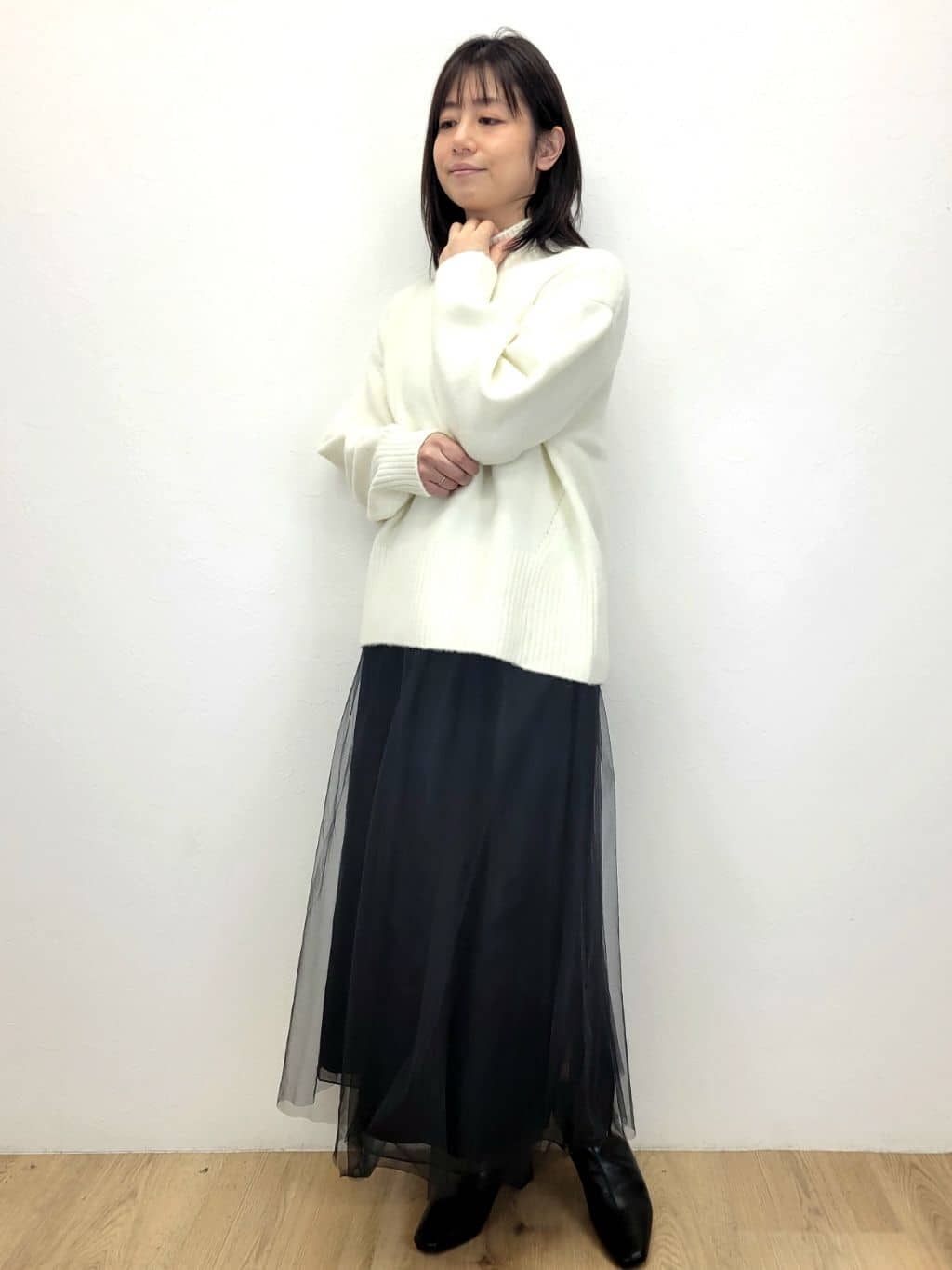 LISAさんの「OPAQUE.CLIP｜ふわふわハイネックニット【洗濯機OK】」を使ったコーディネート