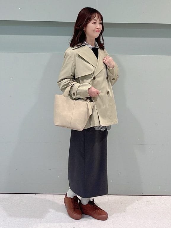 makiさんの「UNTITLED｜【洗える】スポンディッシュ ボトルネックニット」を使ったコーディネート