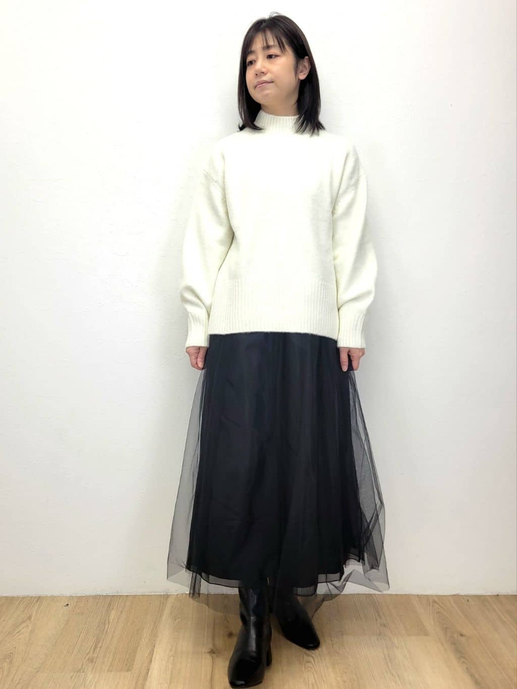 LISAさんの「OPAQUE.CLIP｜ふわふわハイネックニット【洗濯機OK】」を使ったコーディネート