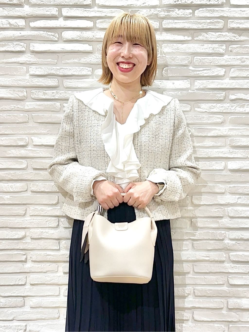 Hana...eさんの「index｜《通勤／セットアップ対応》ノーカラーツイードジャケット【洗濯機OK】」を使ったコーディネート