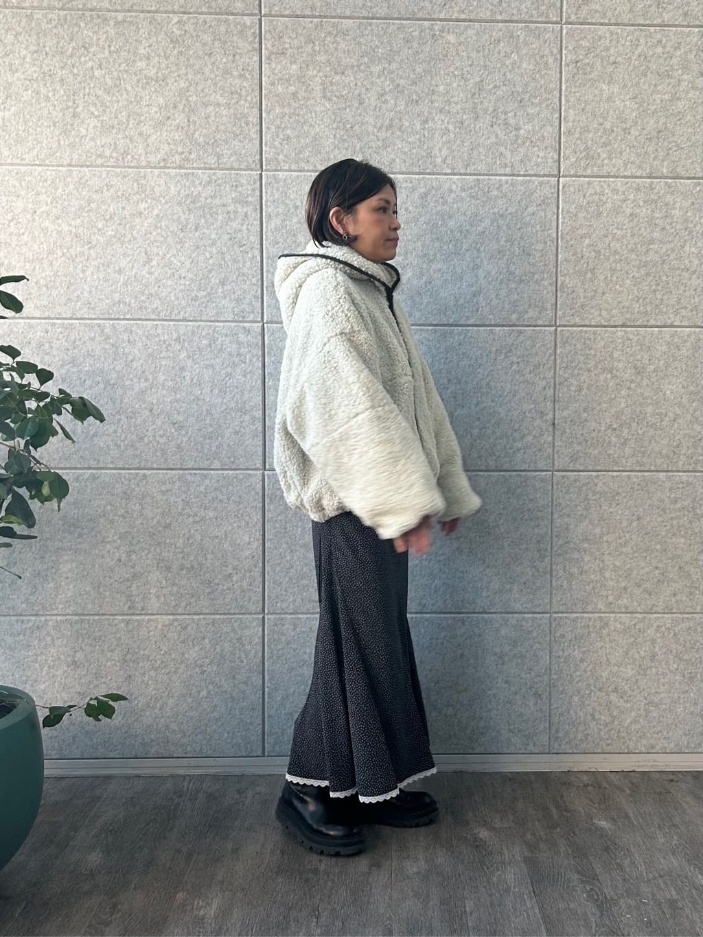 yukoさんの「CODE A｜boa hoodie blouson」を使ったコーディネート