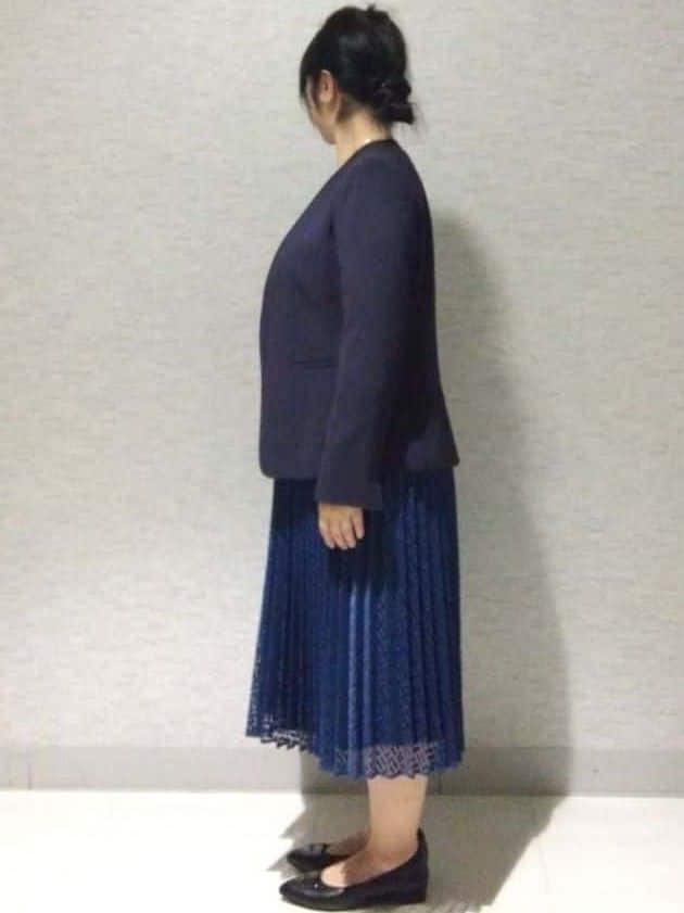 sakoさんの「Reflect｜【SS-4Lサイズ／通勤／セットアップ可】ノーカラージャケット」を使ったコーディネート