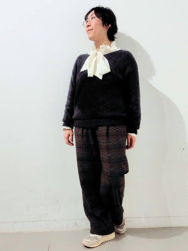 kodamaさんの「THE SHOP TK｜【華やかで柔らか】ふわふわフェザーニット/洗える・前後2WAY」を使ったコーディネート