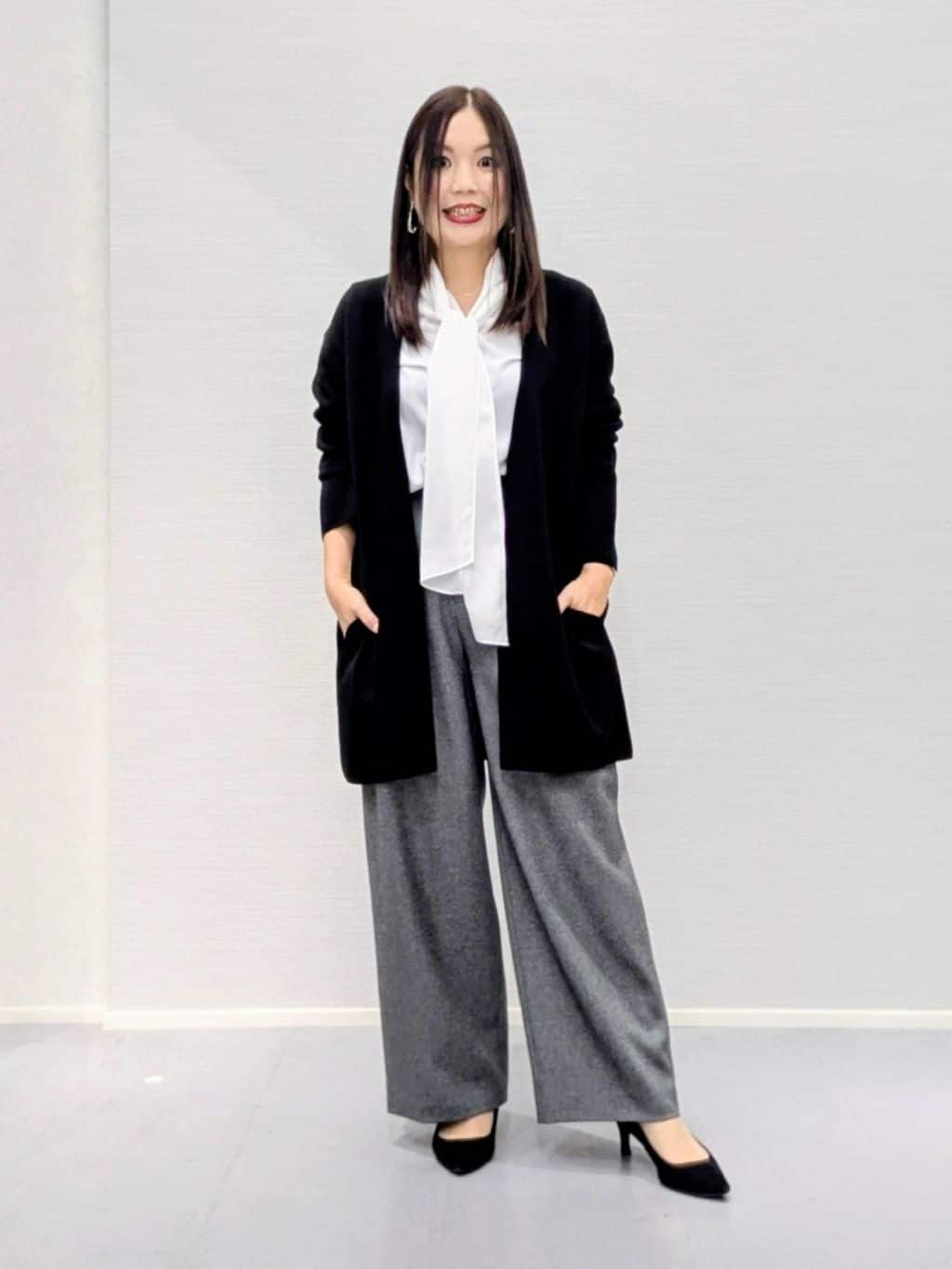 makkyさんの「UNTITLED｜【洗える/ボタンなし】ミラノリブカーディガン」を使ったコーディネート