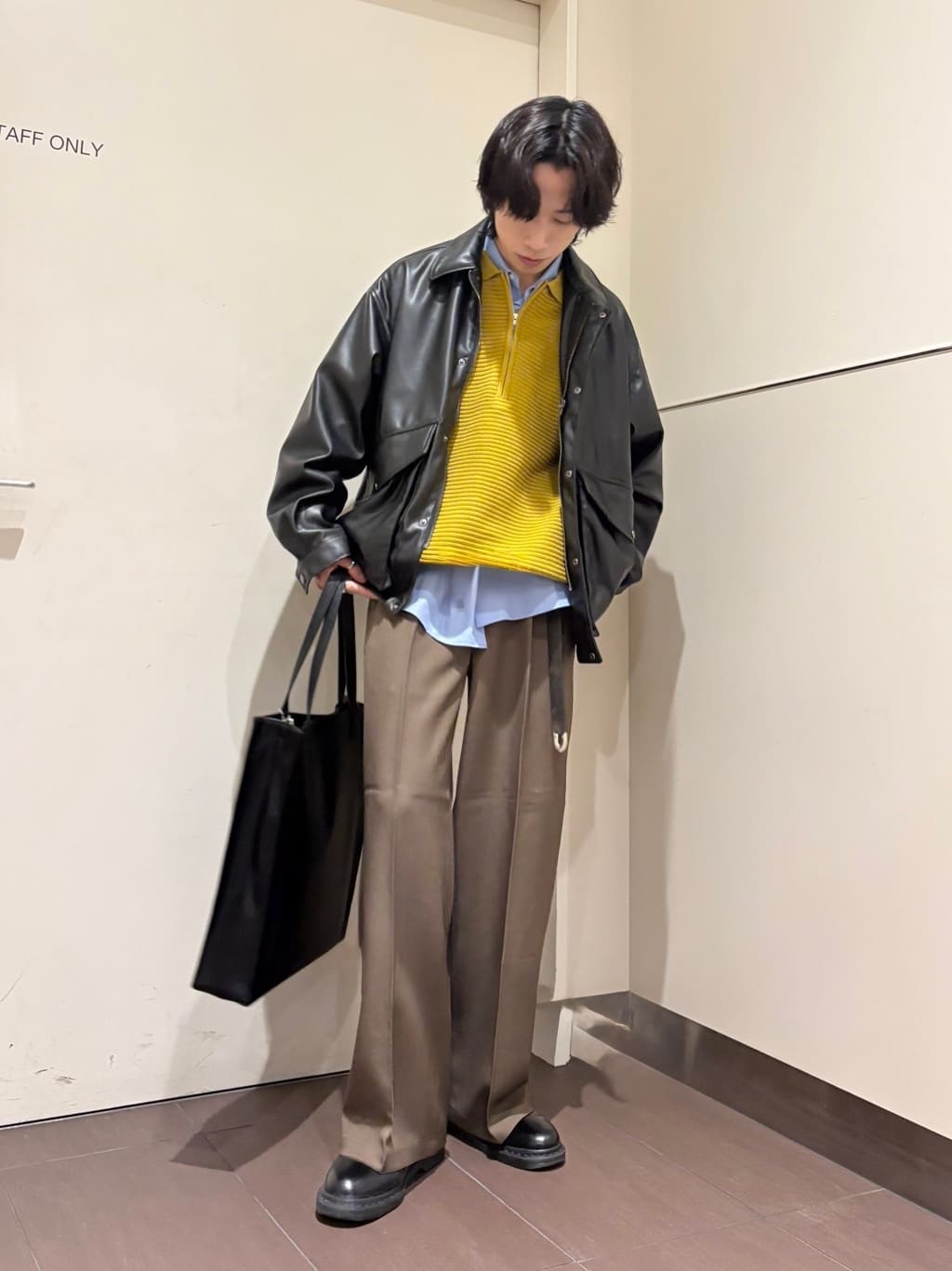 ナノシーさんの「tk.TAKEO KIKUCHI｜シンセティックレザーフライトジャケット」を使ったコーディネート