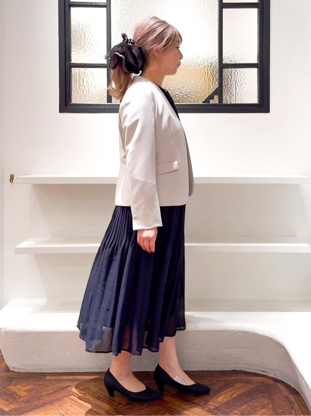 Harukaさんの「grove｜【マシンウォッシュ／防シワ/SS-3L】ストレッチノーカラージャケット」を使ったコーディネート