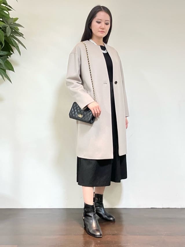 カレンさんの「UNTITLED｜【大人フェミニン/トレンド】ニット&times;ジャカード ドッキングワンピース」を使ったコーディネート