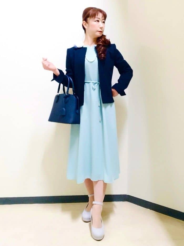 花さんの「Reflect｜【SS-4Lサイズ／付属リボン】スリーブデザインジョーゼットワンピース」を使ったコーディネート