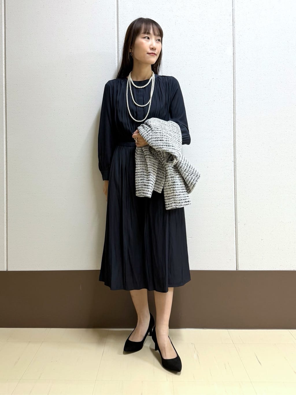 mamiさんの「INDIVI｜【洗える】ギャザーフレアワンピース」を使ったコーディネート