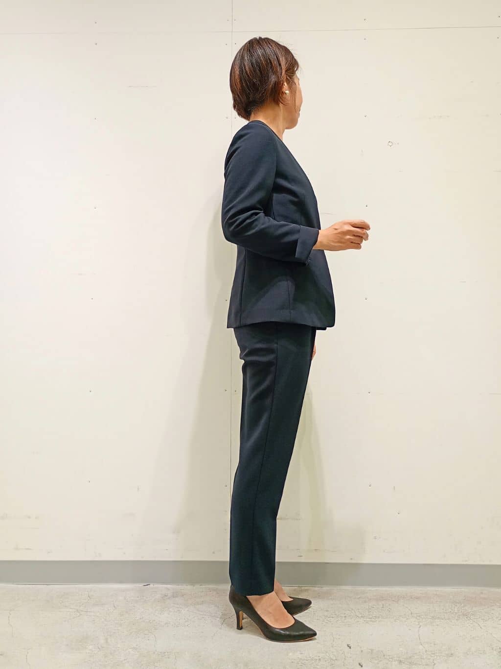 Kさんの「INDIVI｜【定番スーツ／UVケア／洗える】ウール調ノーカラージャケット」を使ったコーディネート