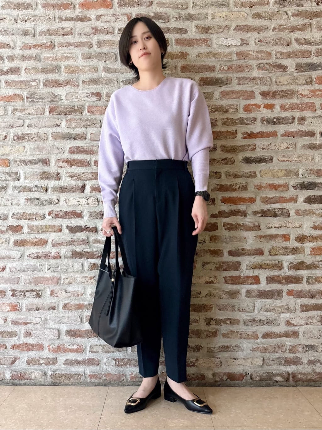 しばさんの「THE SHOP TK｜【通勤スタイルに】ダブルクロス ノーカラージャケット/セットアップ可」を使ったコーディネート