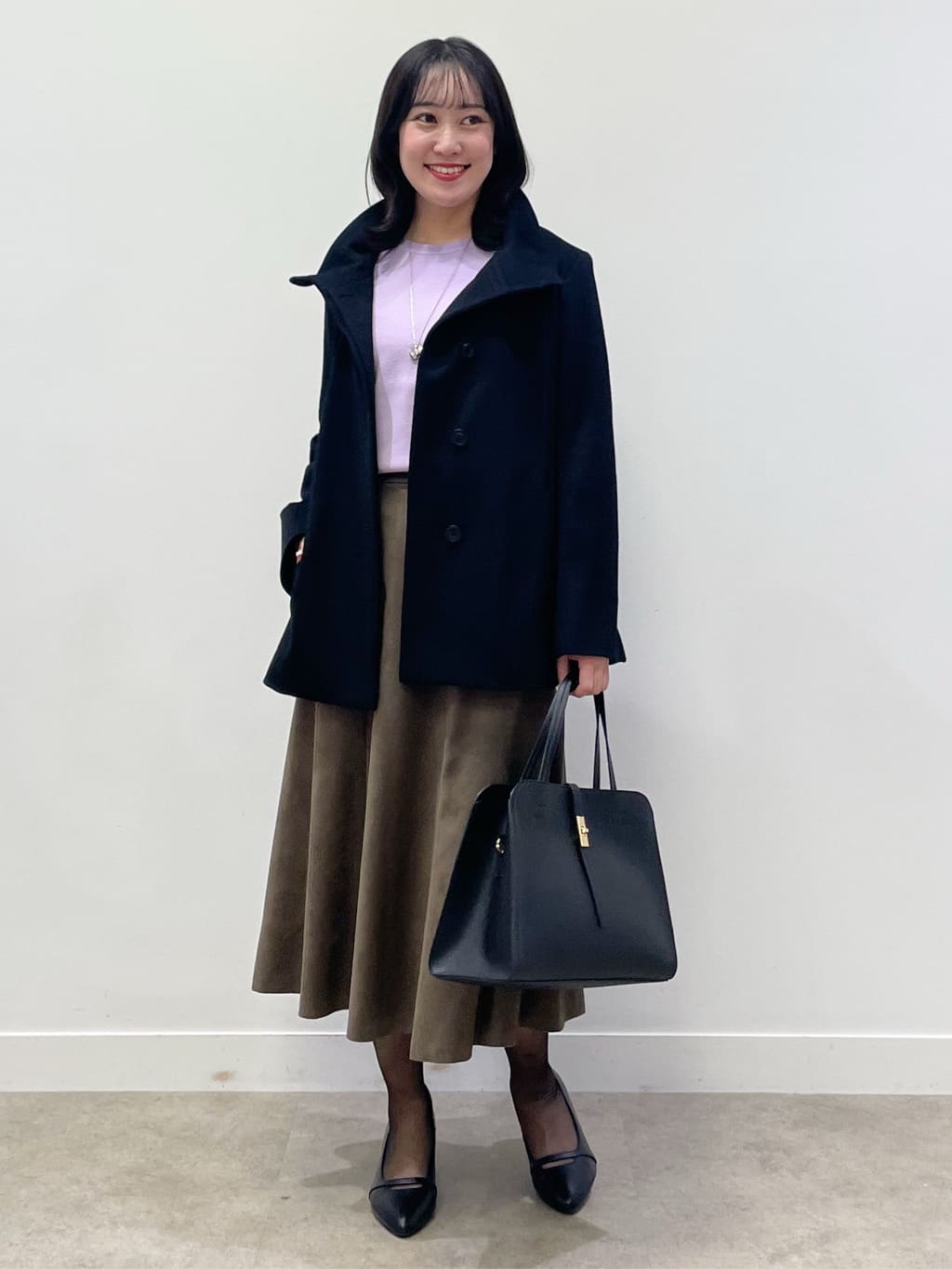 yukariさんの「Reflect｜【SS-4Lサイズ／衿が顔に当たらない◎】スタンドネックミドルコート」を使ったコーディネート