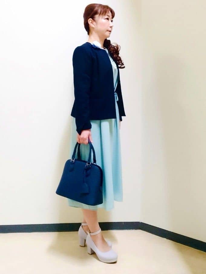 花さんの「Reflect｜【SS-4Lサイズ／付属リボン】スリーブデザインジョーゼットワンピース」を使ったコーディネート