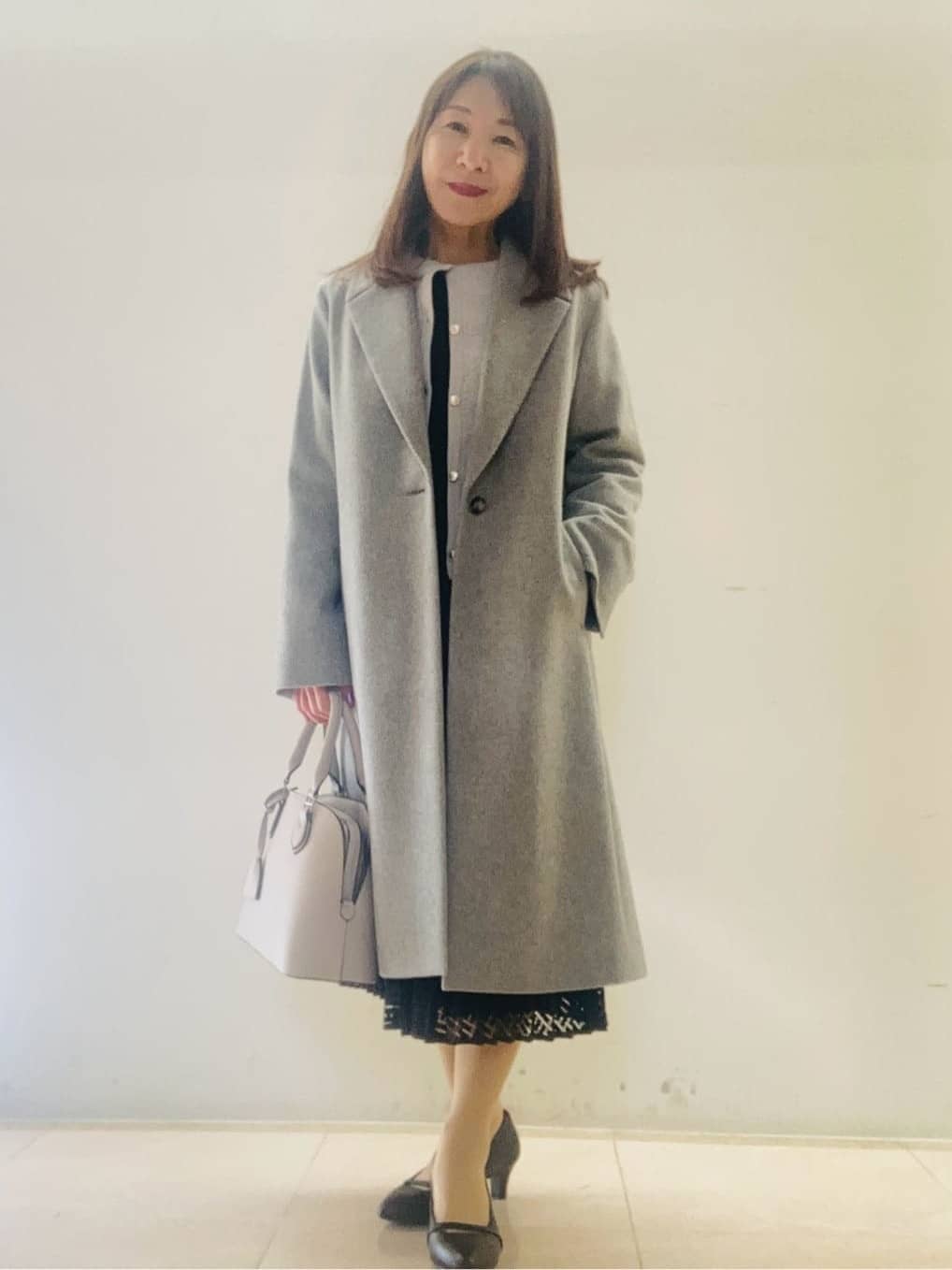 kurodaさんの「Reflect｜【SS-4Lサイズ】シフォン&times;幾何柄レースプリーツワンピース」を使ったコーディネート