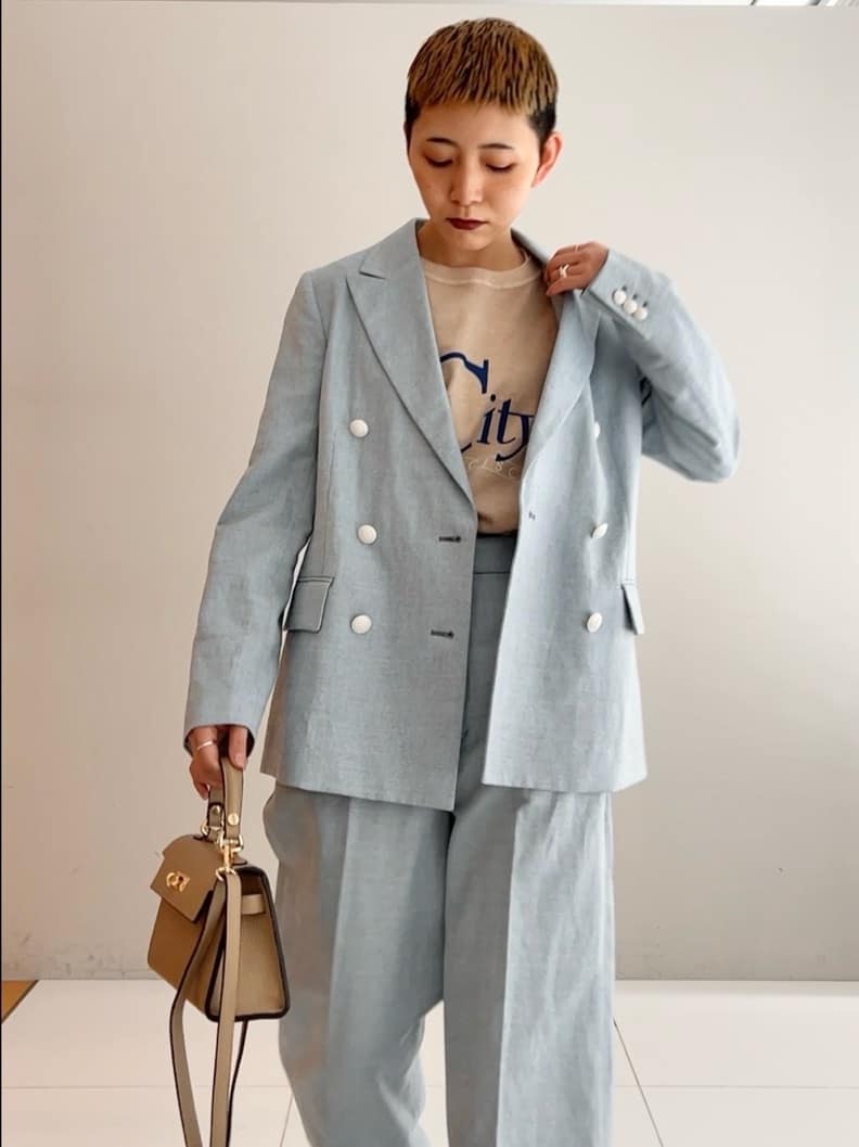 OCHIAIさんの「DRESSTERIOR｜【セットアップ可】リネンブレンドダブルブレストジャケット」を使ったコーディネート