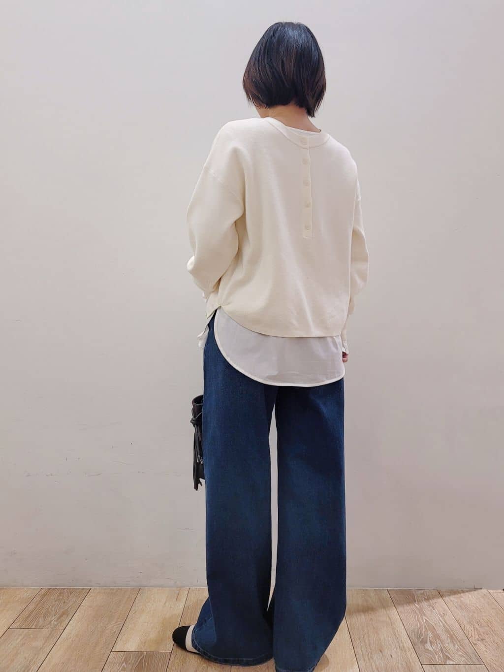 yuyuさんの「OPAQUE.CLIP｜ヘンリーネックニット／前後2WAY【洗濯機OK】」を使ったコーディネート