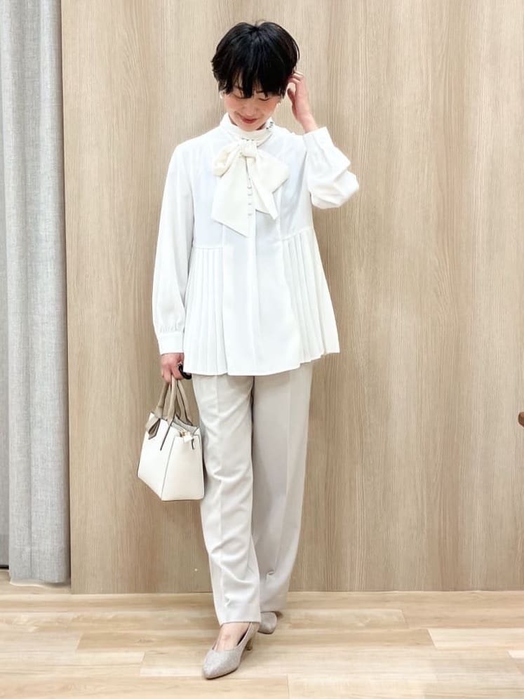 Keiさんの「grove｜【マシンウォッシュ／防シワ/SS-3L】ストレッチワイドパンツ」を使ったコーディネート