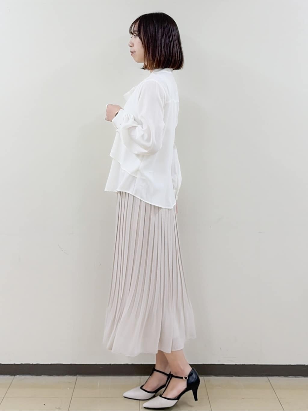 yurinaさんの「index｜アシンメトリーレイヤードボウタイブラウス【洗濯機OK／イージーアイロン／防シワ】《XS～3L》」を使ったコーディネート