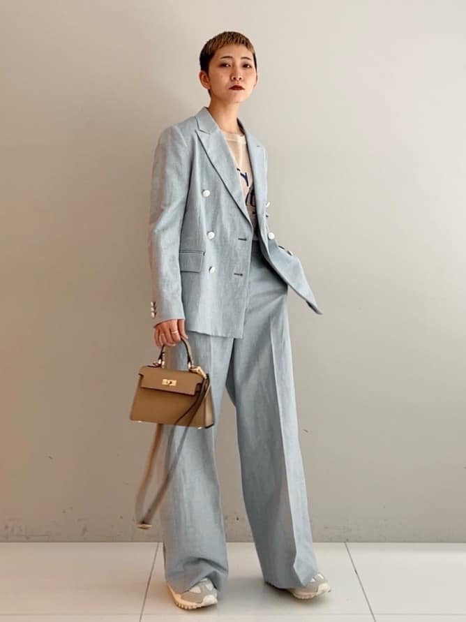 OCHIAIさんの「DRESSTERIOR｜【セットアップ可】リネンブレンドダブルブレストジャケット」を使ったコーディネート