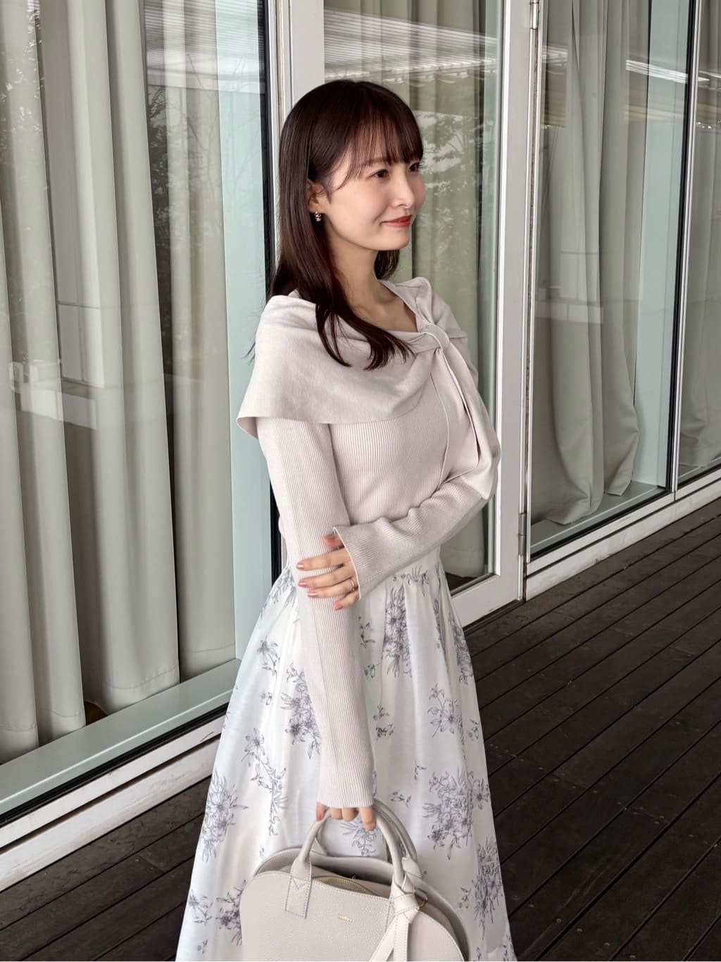 みさかさんの「index｜オフショルリボンリブニット【洗濯機OK】」を使ったコーディネート