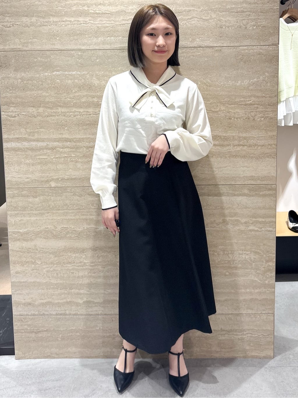 ふうかさんの「index｜ヘンリーパールミニボウタイニット【洗濯機OK】」を使ったコーディネート
