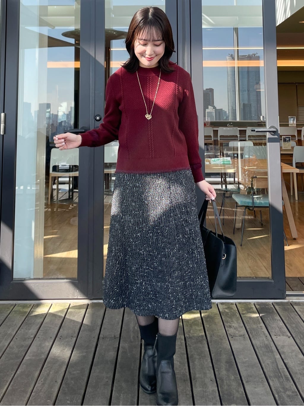 yukariさんの「Reflect｜【ほんのりラメ感◎】ケーブル柄ニット」を使ったコーディネート