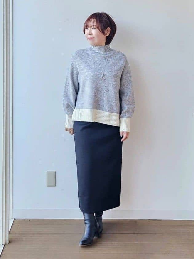 やじまさんの「UNTITLED｜【セットアップ可/洗える/ウエストゴム】ダンボールジャージスカート」を使ったコーディネート