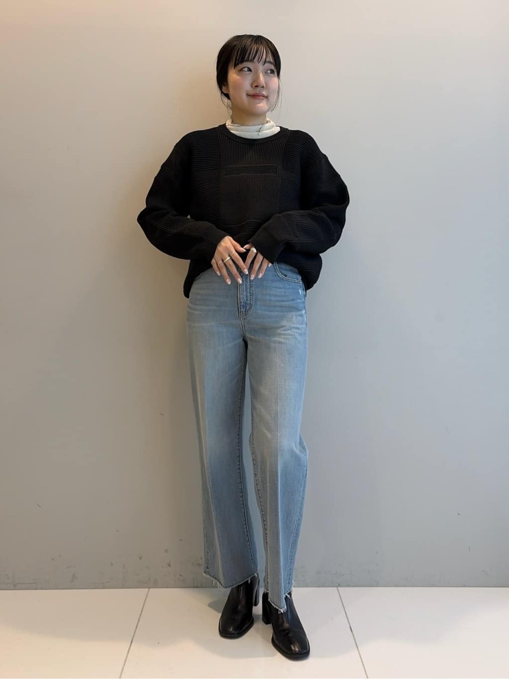 Akutagawaさんの「TAKEO KIKUCHI｜畦編みチェック プルオーバーニット」を使ったコーディネート