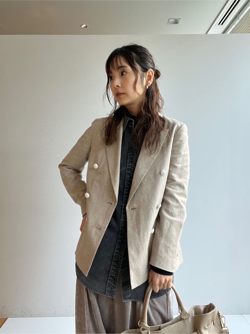misaさんの「DRESSTERIOR｜【セットアップ可】リネンブレンドダブルブレストジャケット」を使ったコーディネート