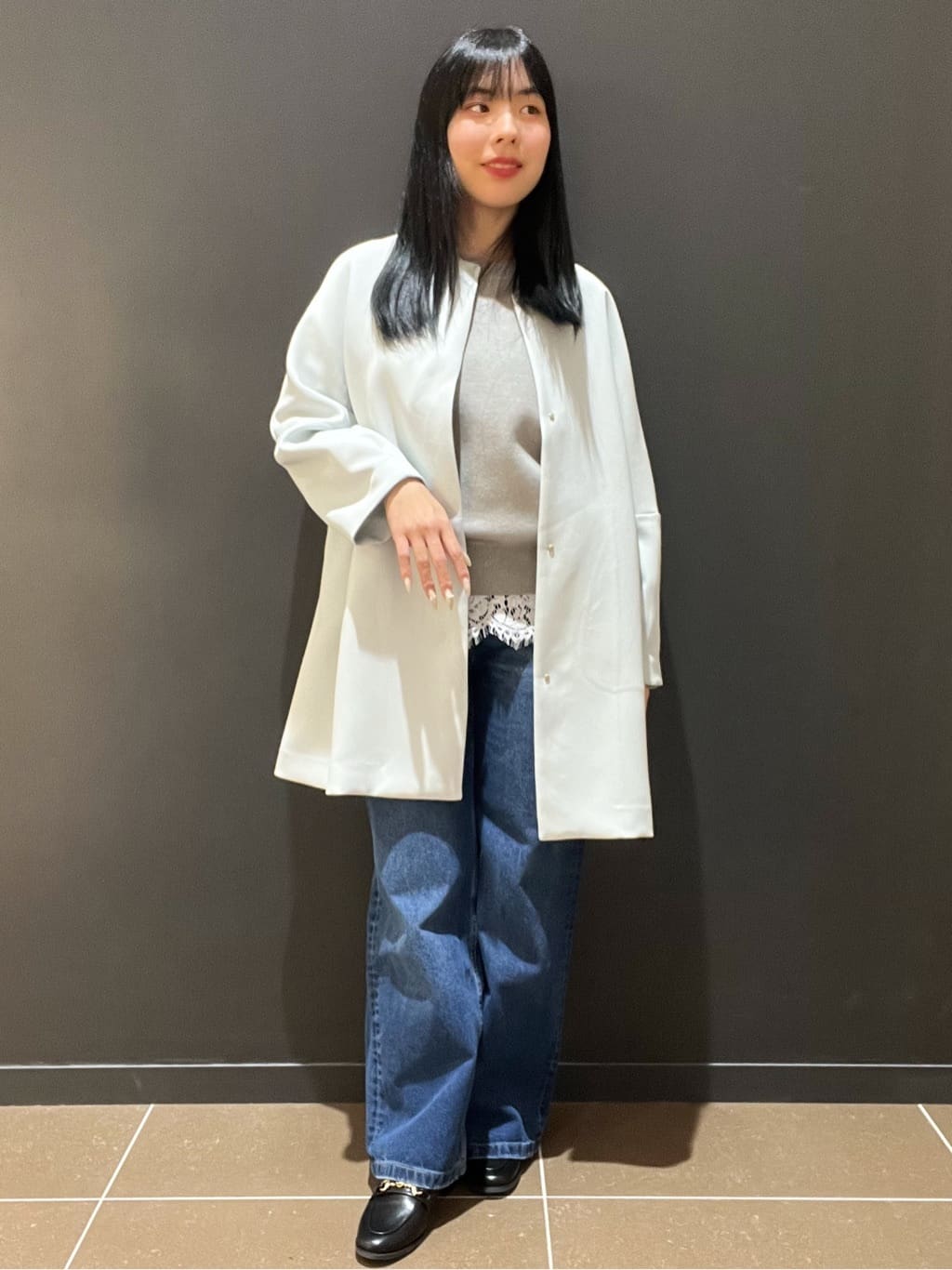 yunさんの「OPAQUE.CLIP｜フォルムスリーブミドルコート【洗濯機OK】」を使ったコーディネート