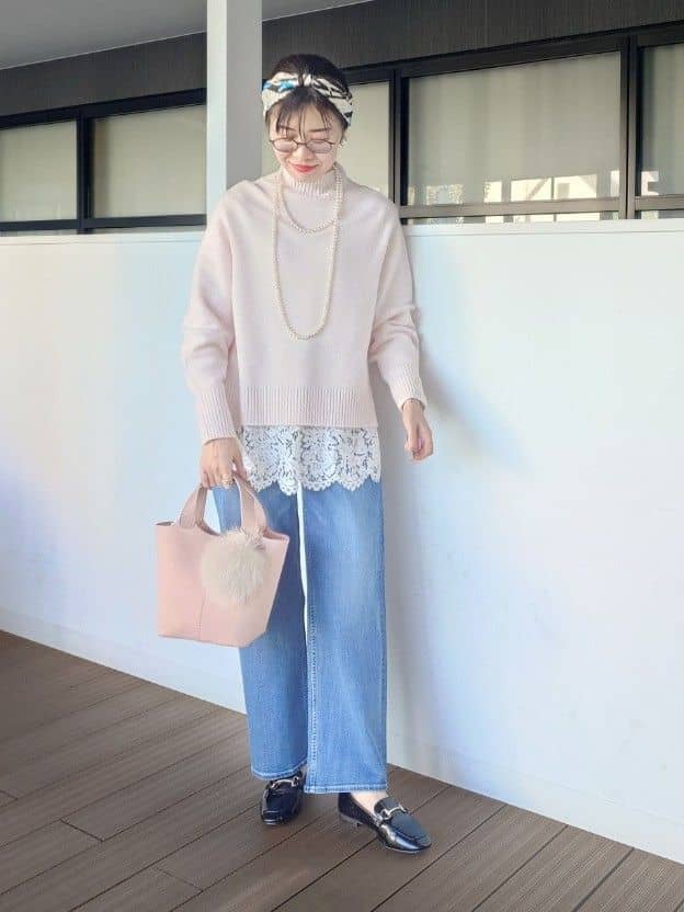 MUTSUKOさんの「UNTITLED｜【8色展開/洗える】ウールカシミヤ ハイネックニット」を使ったコーディネート