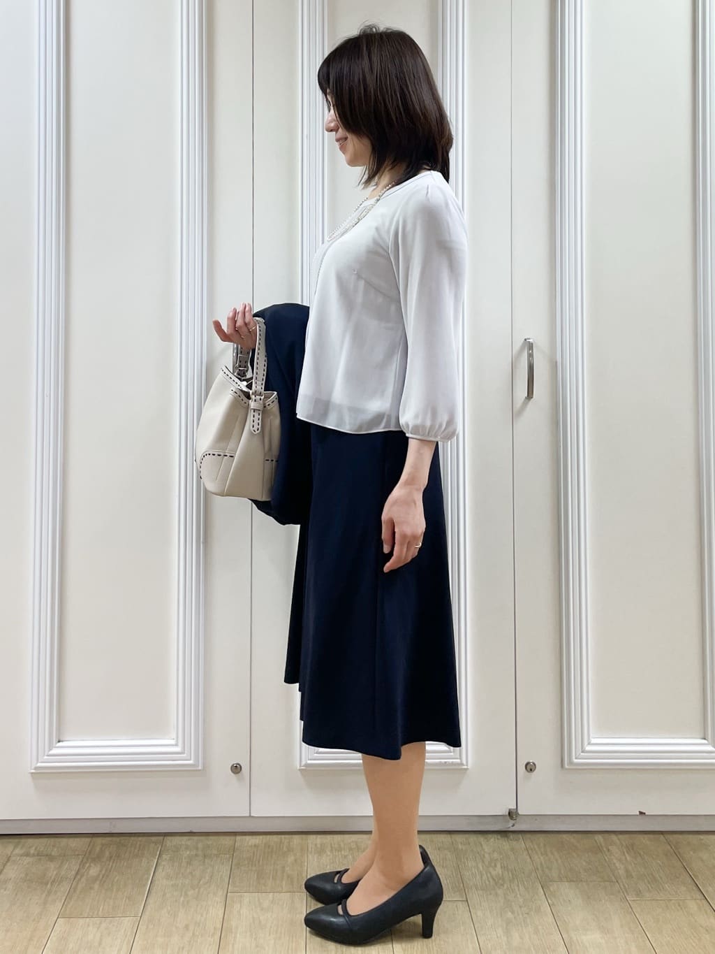 めいさんの「Reflect｜【SS-4Lサイズ】ピンタック&times;スカラレースブラウス」を使ったコーディネート