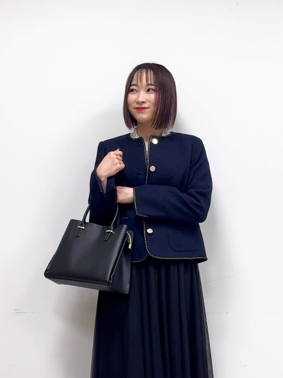 𝐜𝐡𝐢𝐤𝐚さんの「SHOO･LA･RUE｜【S-3L】オンとオフで印象が変わる ライトツイードジャケット」を使ったコーディネート