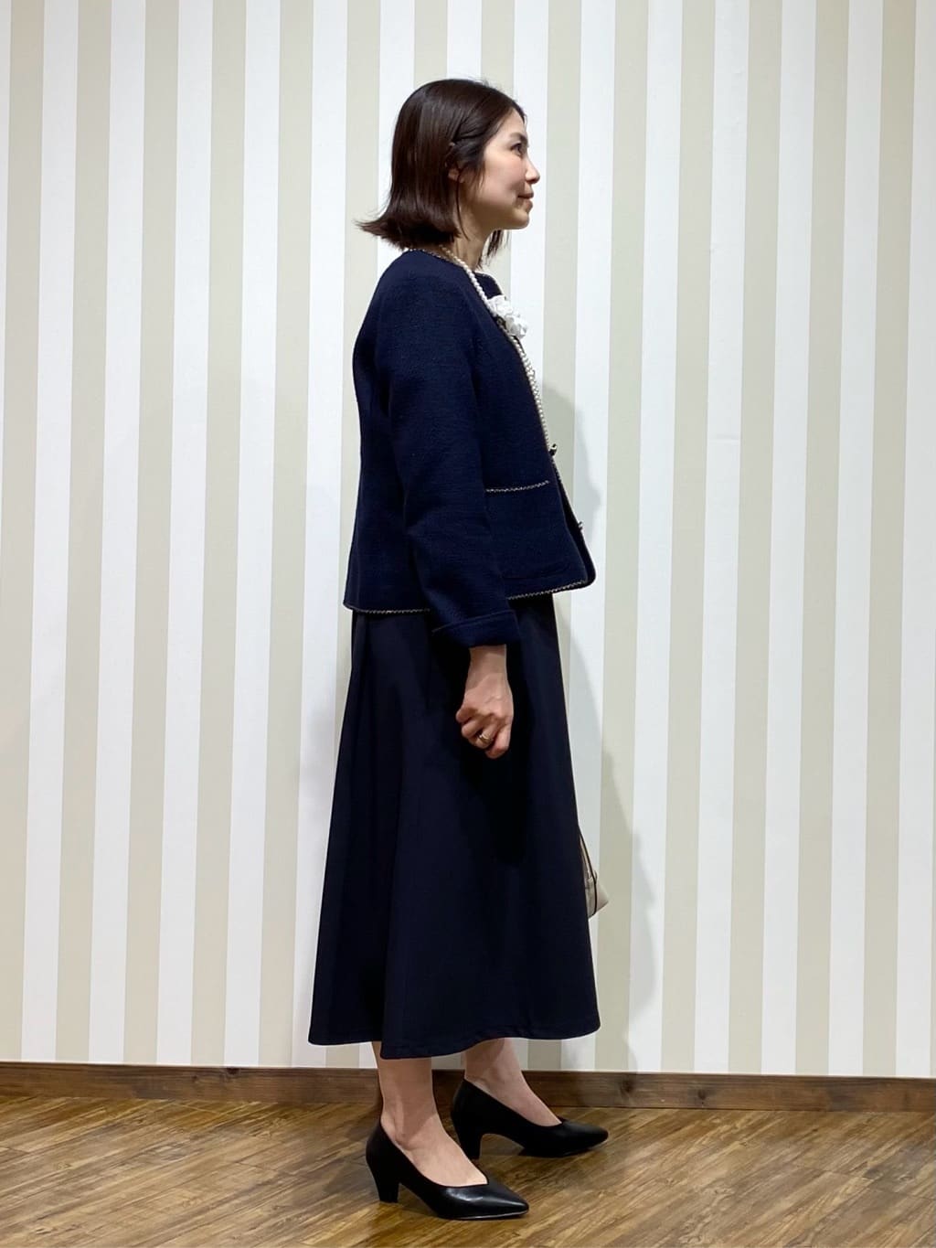 SAOさんの「SHOO･LA･RUE｜【S-LL】コーデに迷わずきちんと決まる セットアップ風ワンピース」を使ったコーディネート