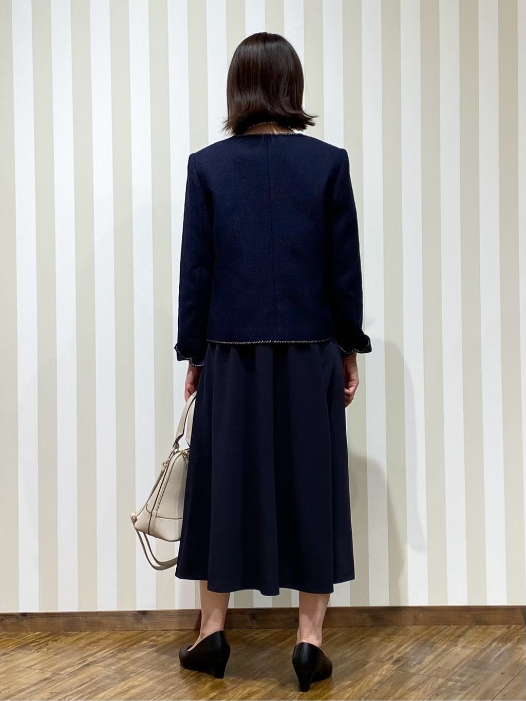 SAOさんの「SHOO･LA･RUE｜【S-LL】コーデに迷わずきちんと決まる セットアップ風ワンピース」を使ったコーディネート