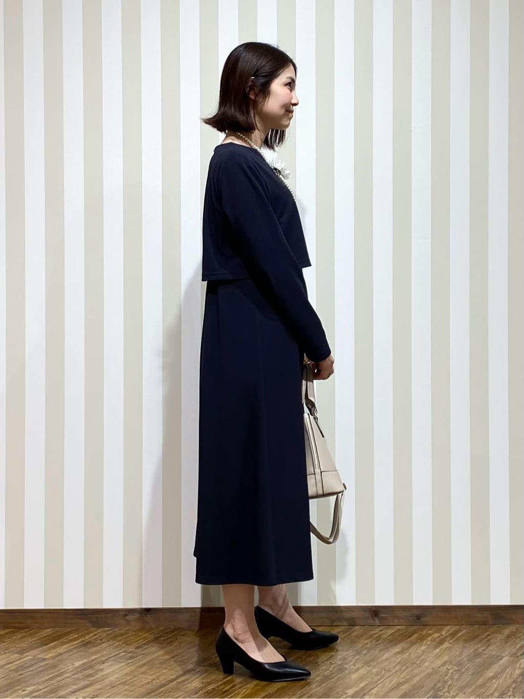 SAOさんの「SHOO･LA･RUE｜【S-LL】コーデに迷わずきちんと決まる セットアップ風ワンピース」を使ったコーディネート