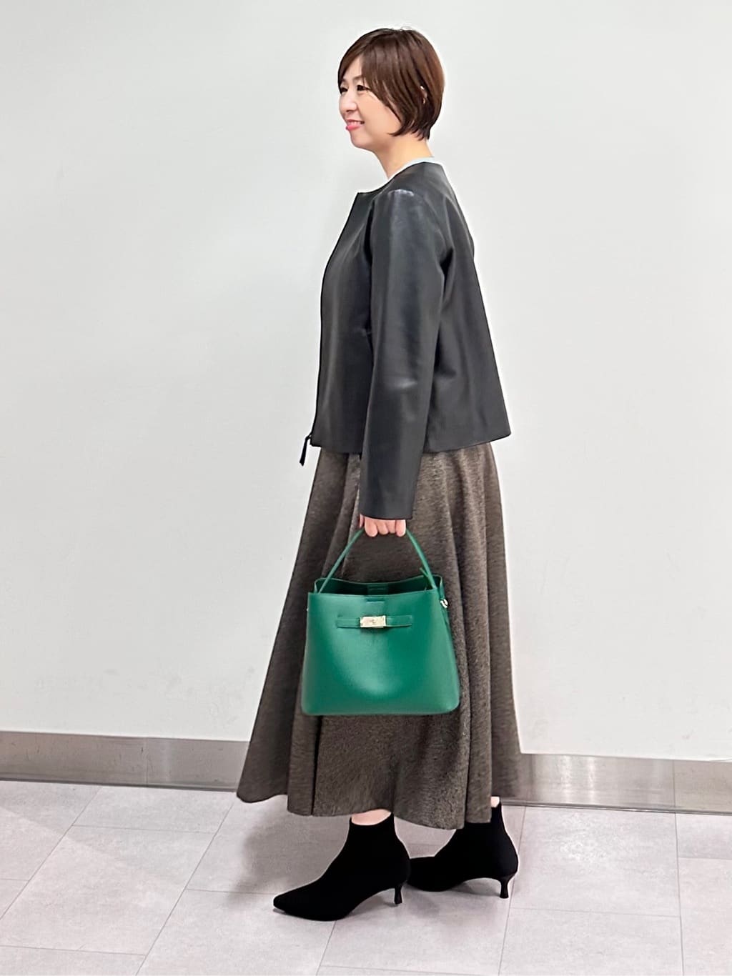 みなこさんの「UNTITLED｜【着丈短め/柔らかな質感】ラムレザージャケット」を使ったコーディネート