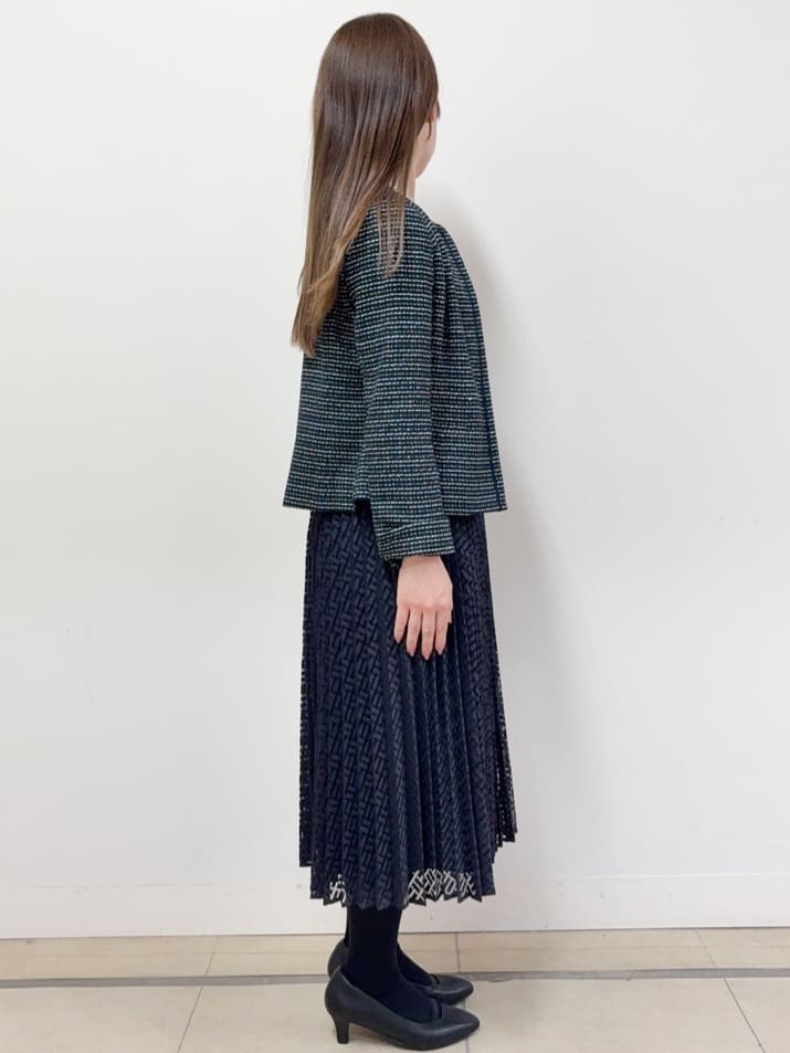 ハルさんの「Reflect｜【SS-4Lサイズ】シフォン&times;幾何柄レースプリーツワンピース」を使ったコーディネート