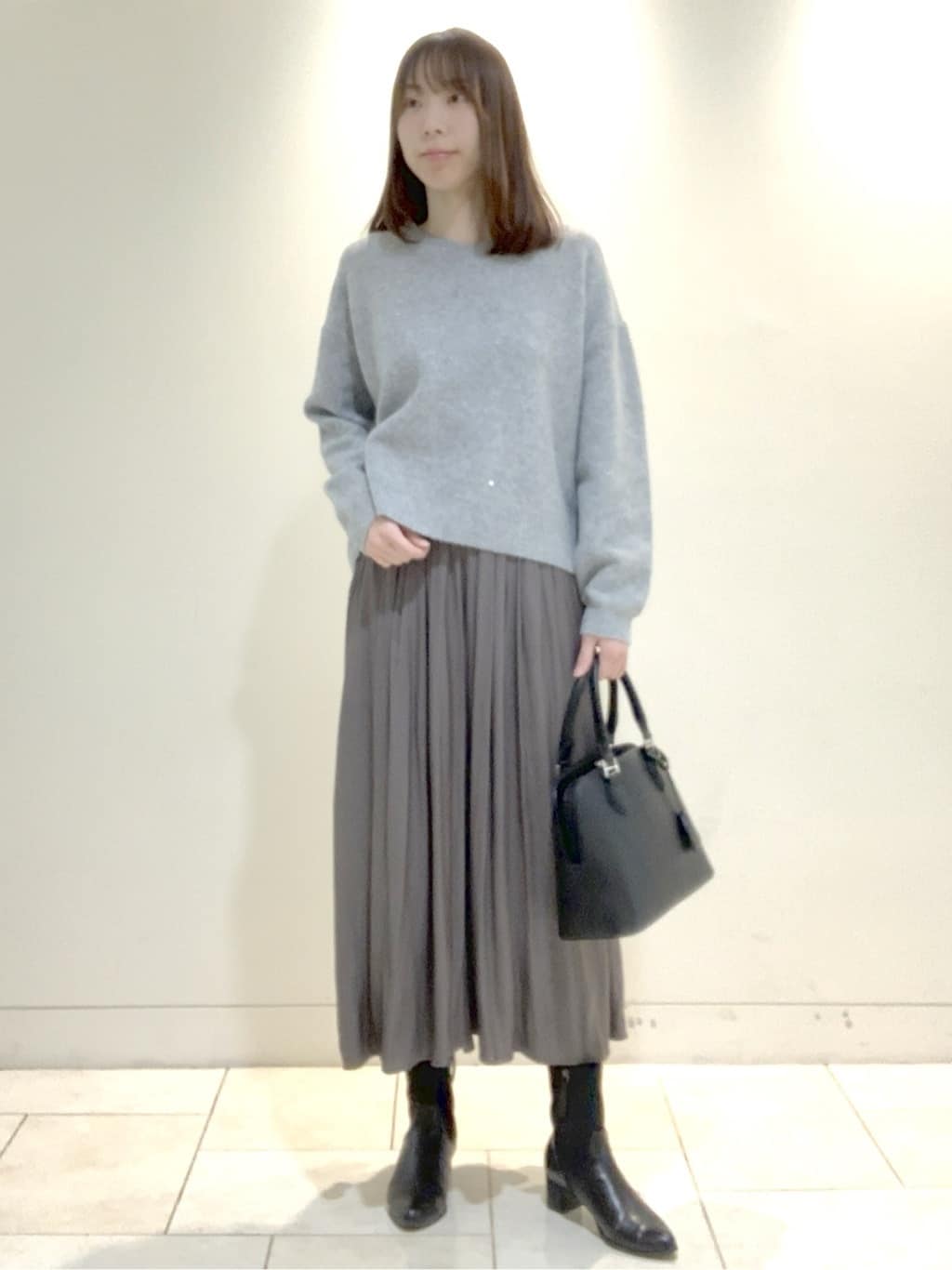 ヤマグチさんの「Reflect｜【SS-4Lサイズ／衿が顔に当たらない◎】スタンドネックミドルコート」を使ったコーディネート